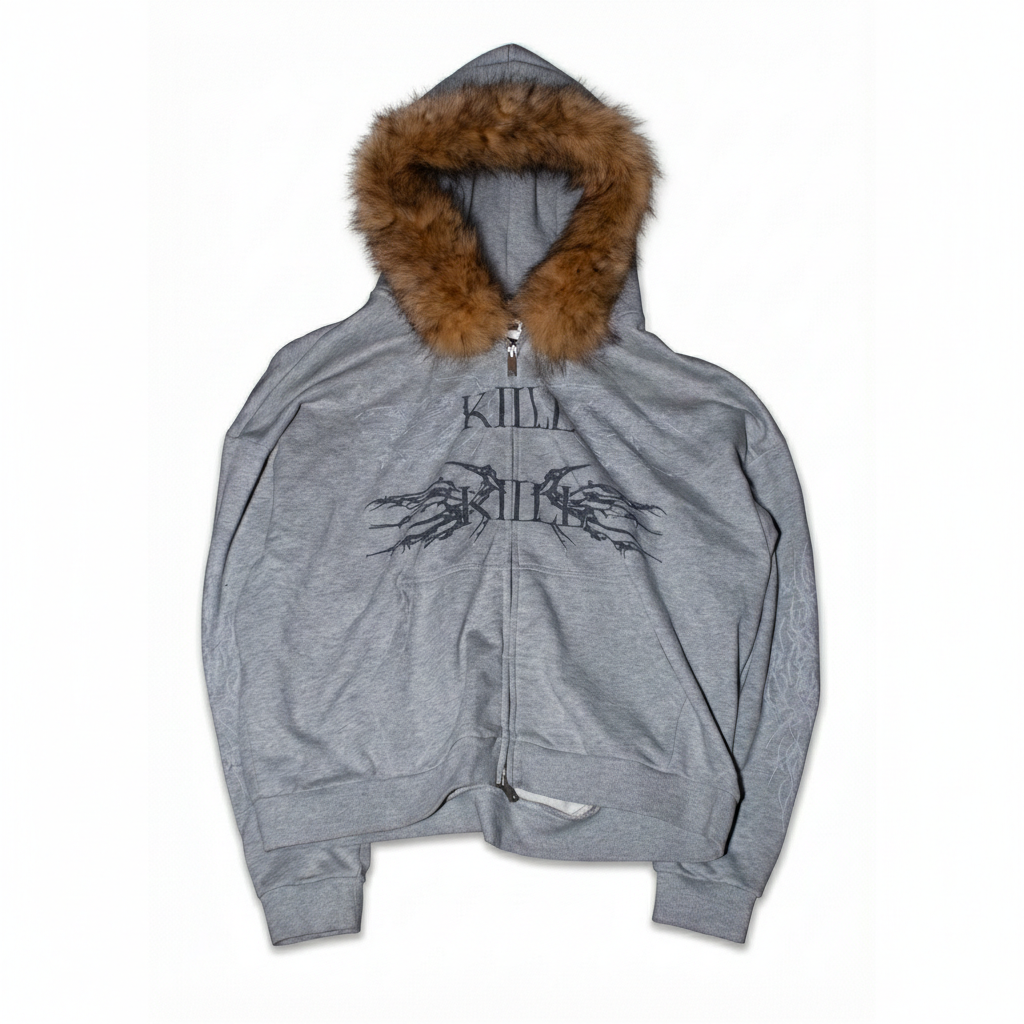 "KIILL" Fur Hood